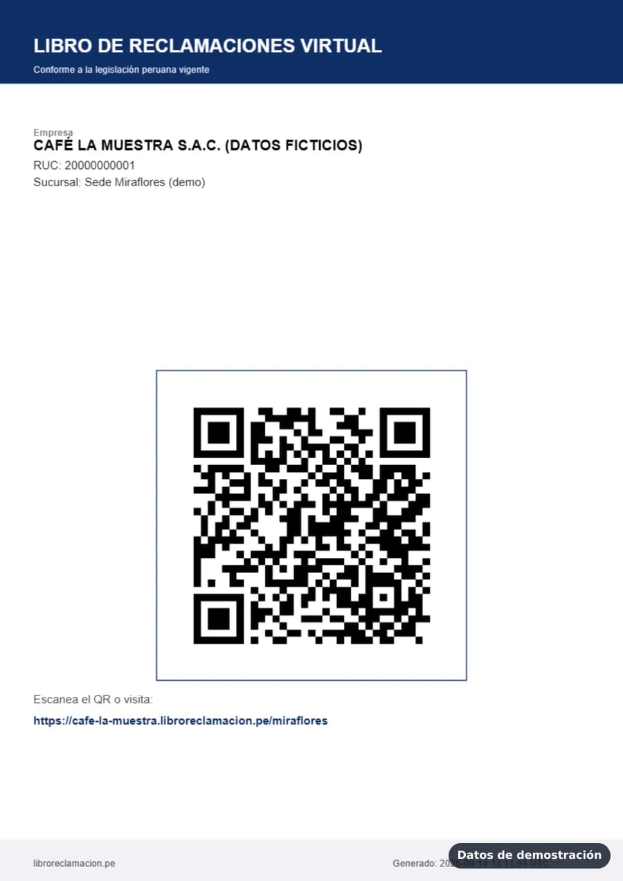 Cartel con el QR del libro, listo para imprimir (datos de demostración)
